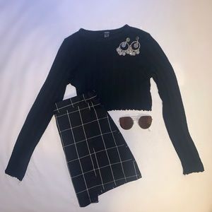 Black Long Sleeve Crop Top